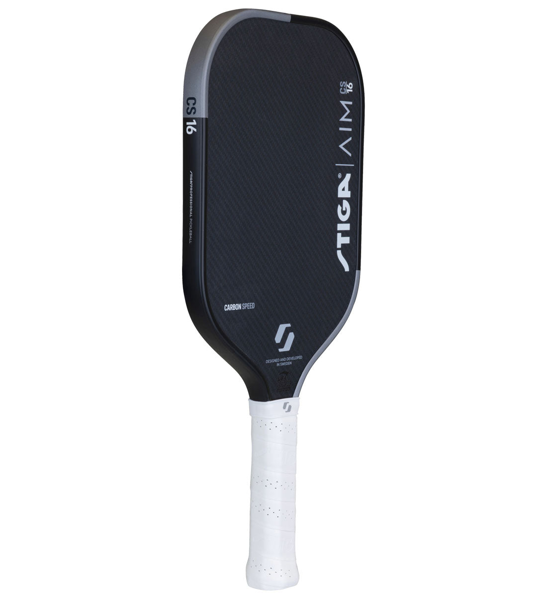 Stiga AIM 16 Carbon Speed Elongated Pickleball Paddle - side front