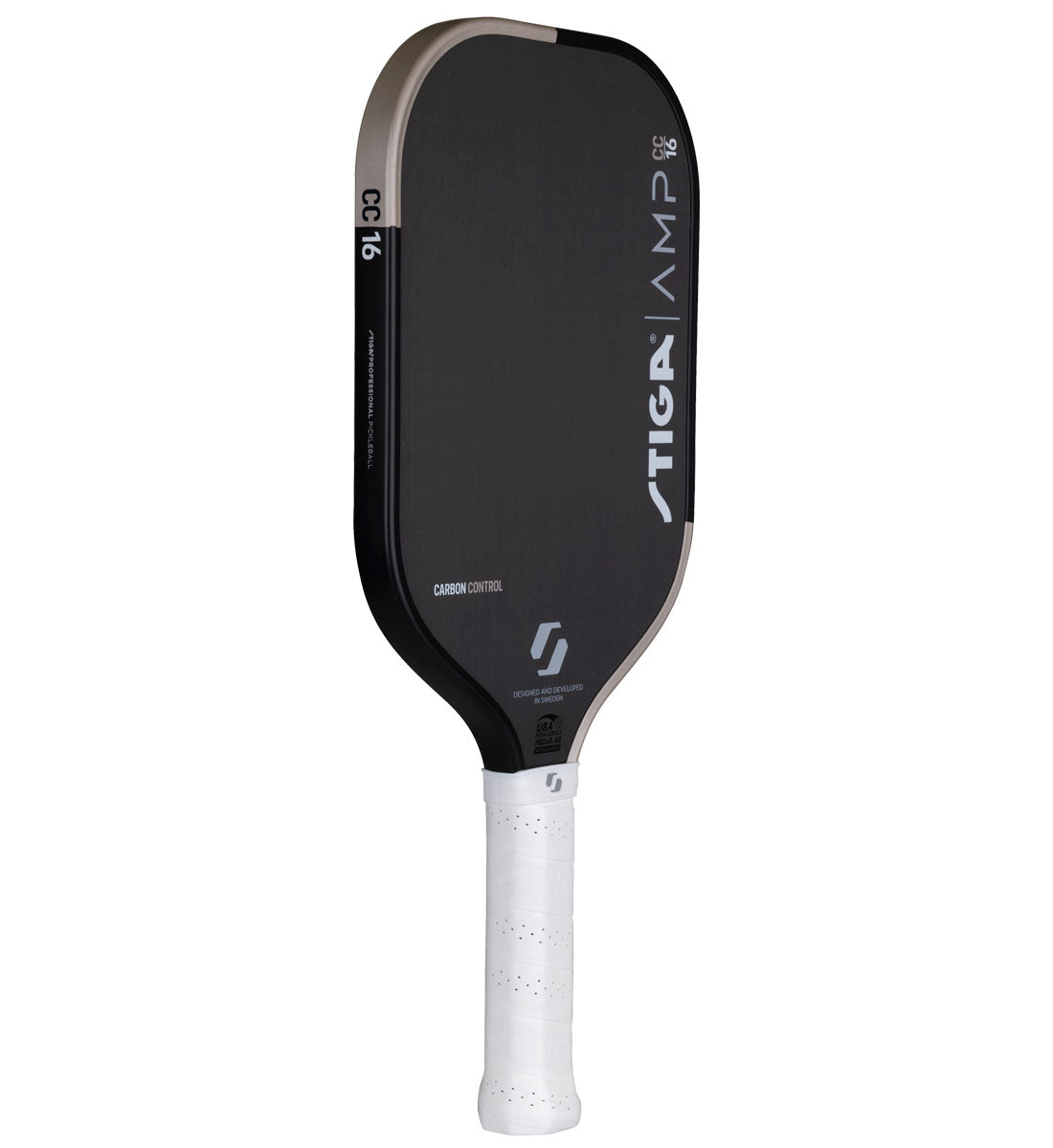 Stiga AMP 16 Carbon Control Elongated Pickleball Paddle - side front